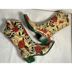 Skull & Rose Cream Rubber Western Boots Women’s Size 6